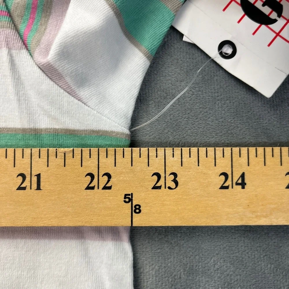 NWT Guess Originals Mens Medium Green White Pink Stripe Short Sleeve T Shirt Tee - Picture 5 of 7